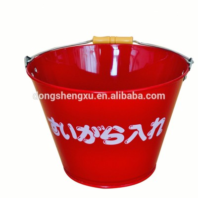 Bright Red Galvanized Metal Tin Safe Fire Bucket